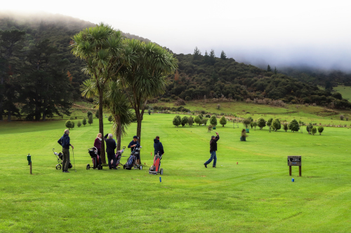 Group of golfers at blue Tee6